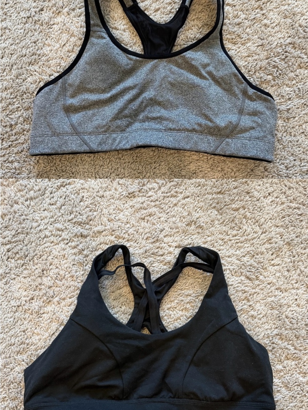 Zella Gray and Black Racerback Sports Bra Set